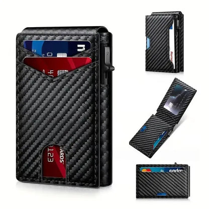 🔐 RFID Blocking Minimalist Pop-Up Wallet | One-Second Card Eject Design & Ultra Slim Pocket Wallet