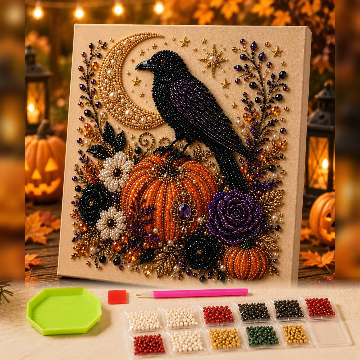 💥 Last Day 49% OFF – 👻✨ Halloween Pearl Art DIY Kit – Turn Tiny Pearls into Spooky-Cute Magic