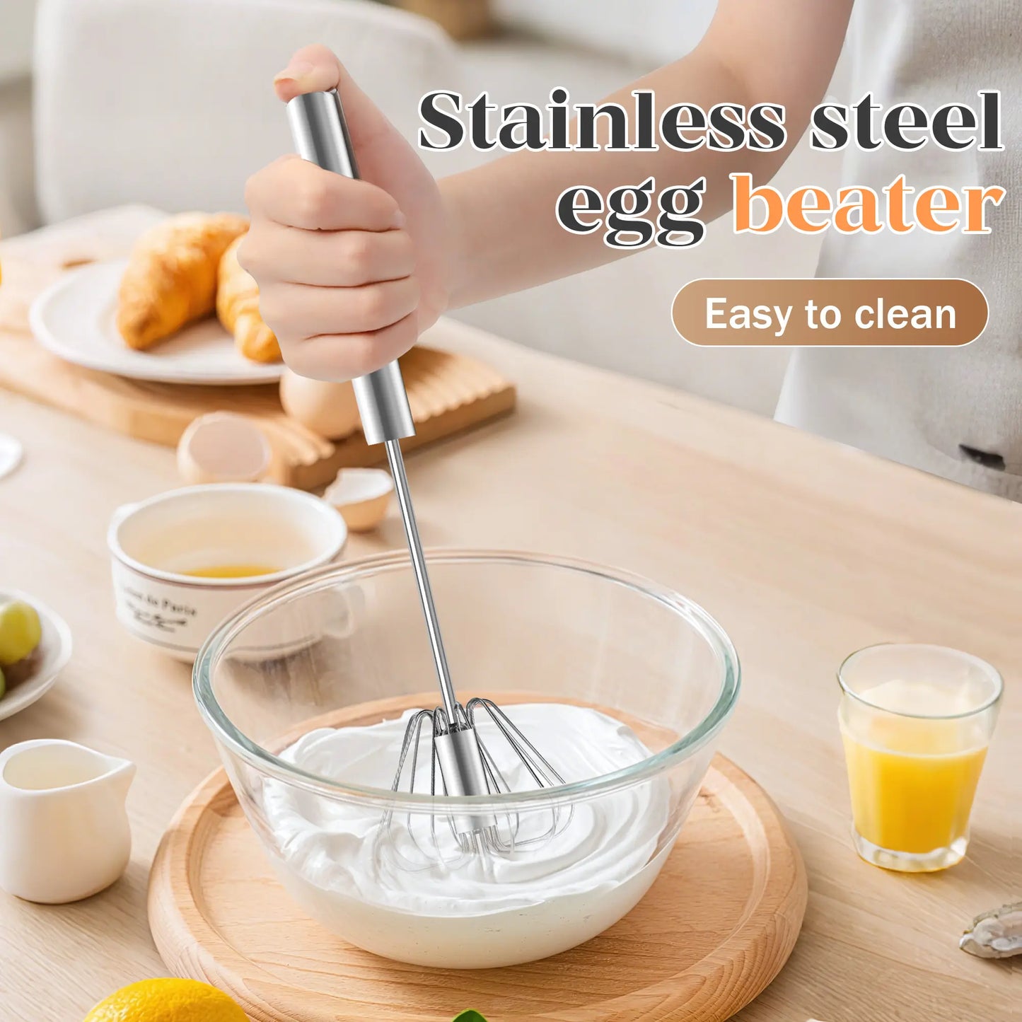 🔥  Stainless Steel Semi-Automatic Whisk