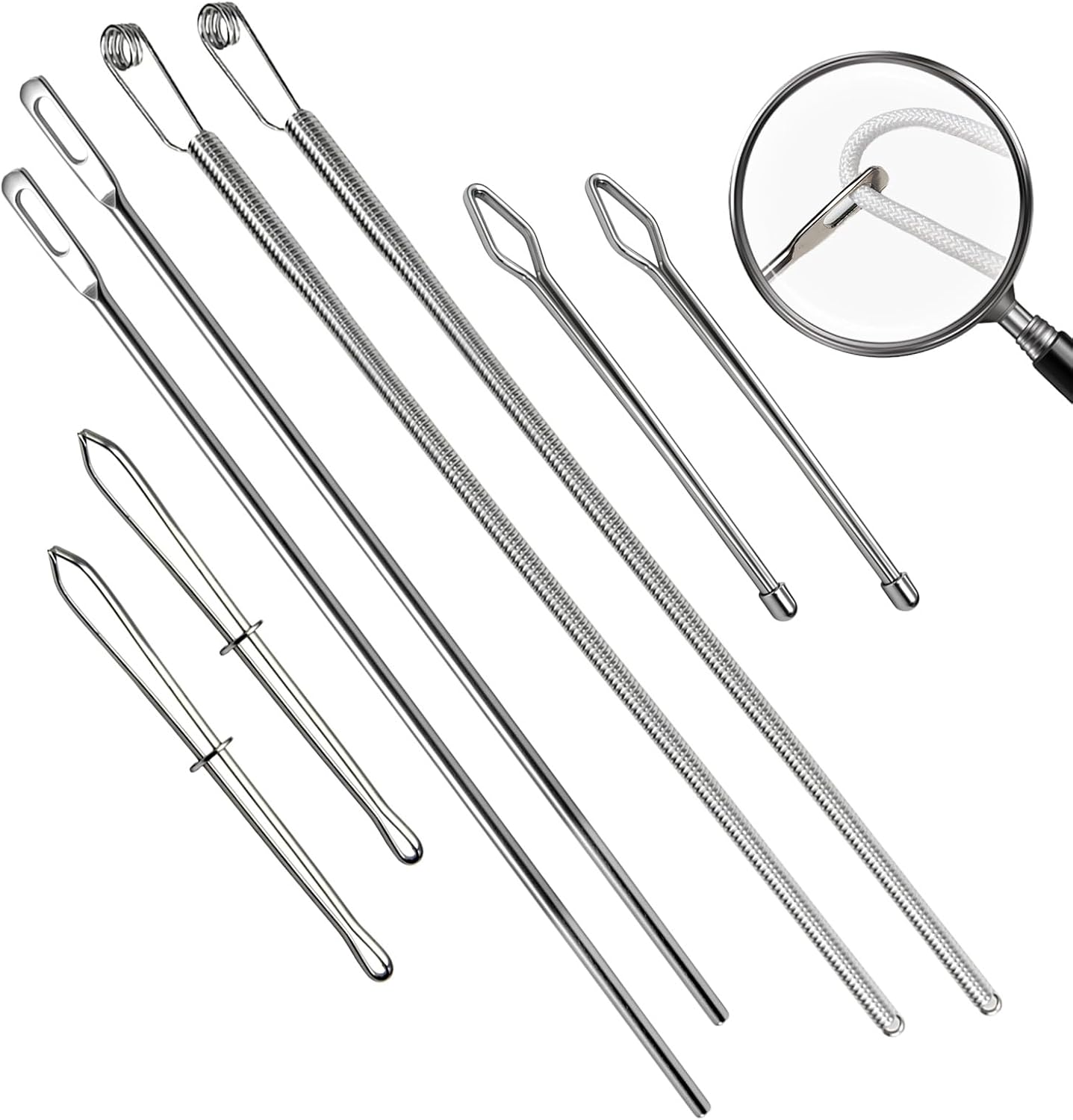 2Pcs Flexible Drawstring Threading Tool 🧵 Bendable Metal Spring Threader for Hoodies Pants Shoelaces