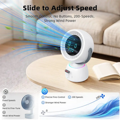 🤖 AI Human Tracking Smart Fan🎛️ Stepless Sliding Adjustment for Any Wind Speed