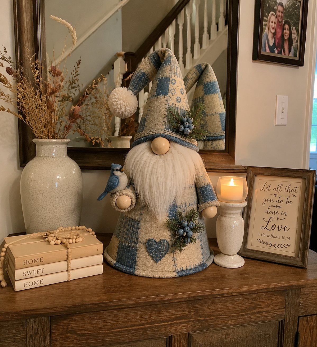 🔥 LAST DAY 49% OFF – 🐦 Patchwork Bird Gnome Light Collection | Warm Glowing Tabletop Decor with Farmhouse Patchwork Details for Mantels, Shelves & Holiday Gifts ✨（副本）