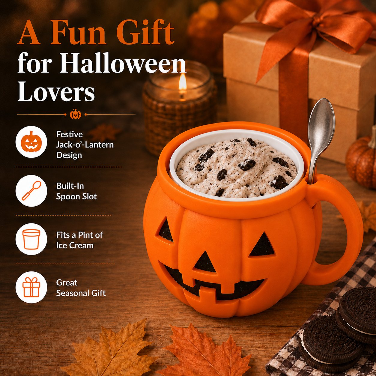 🎃 Spooky Season Starts Here — Cute Pumpkin Cup with Built-In Spoon Holder! 🥄✨