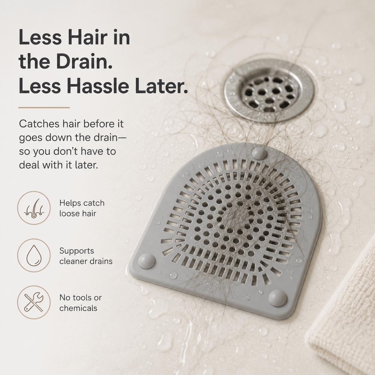 Silicone Shower Drain Hair Catcher 6" Flexible Dome Cover with Suction Cups for Bathtub, Shower & Pop-Up Drains