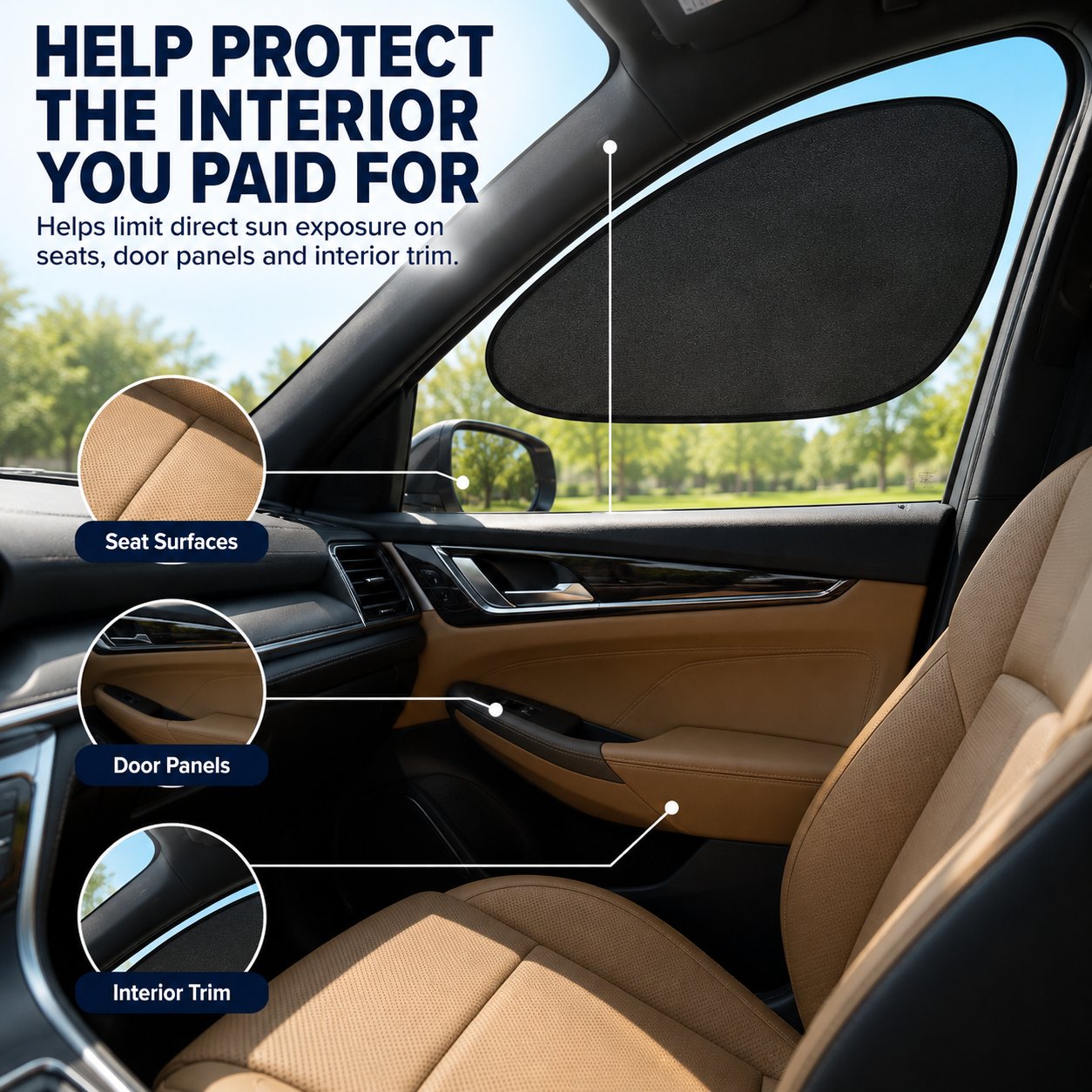 2/4-Pack Car Window Sun Shades - Static Cling UV Blocker & Glare Protector, Foldable Auto Accessories for Sedans & SUVs