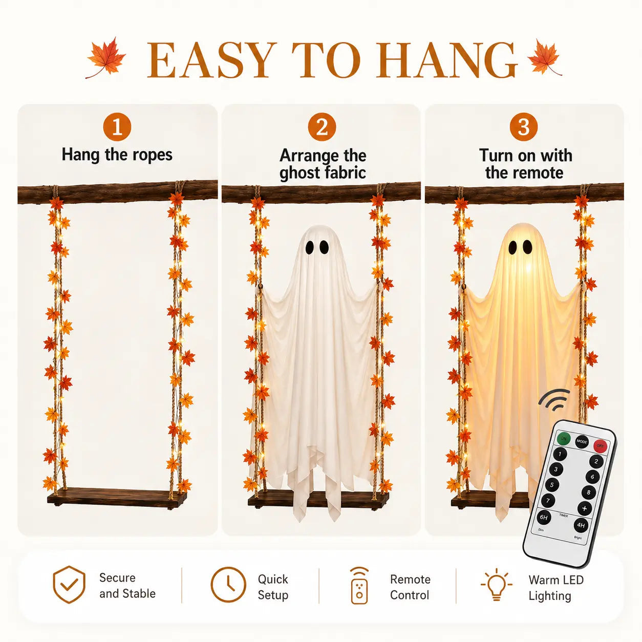👻Halloween Swinging Ghost Light Create A Magical Haunted Porch This Halloween💡