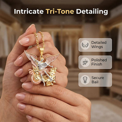 🎁2026 New Arrivals 50% OFF💥Tri-Tone Angel Guardian Pendant Necklace – Elegant & symbolic – Perfect for daily wear or gifting – delicate and meaningful ✨💛🪽