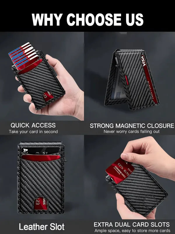 🔐 RFID Blocking Minimalist Pop-Up Wallet | One-Second Card Eject Design & Ultra Slim Pocket Wallet