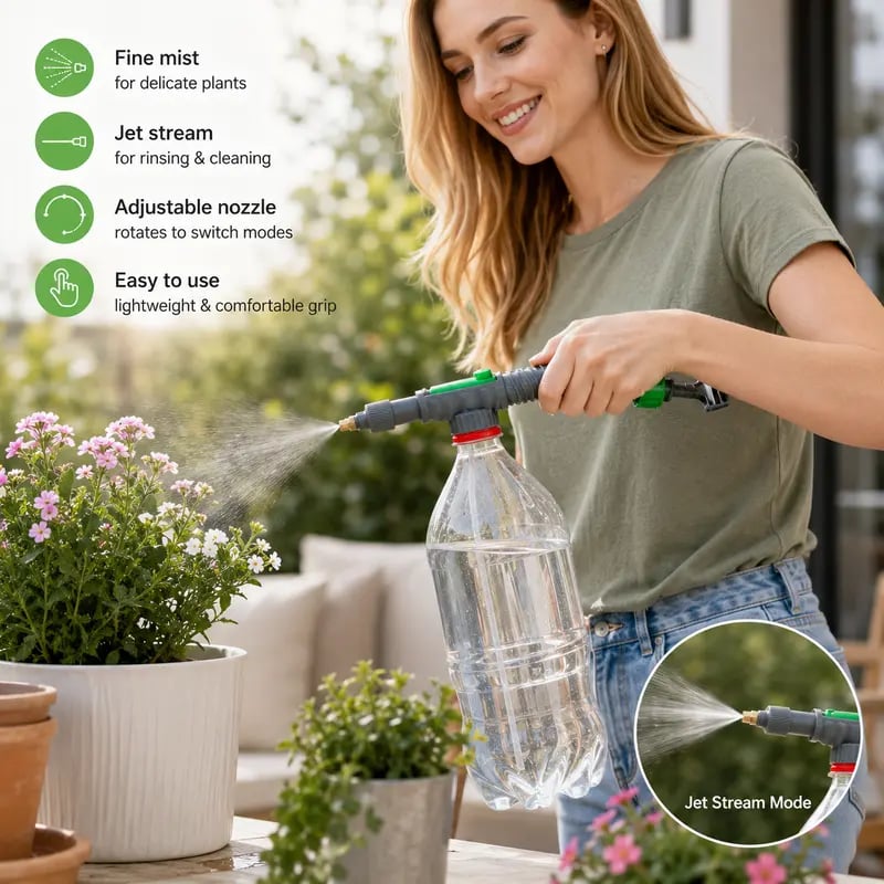 🌿 Bottle Mount Manual Sprayer Nozzle | Adjustable Brass Spray Head For Garden & Houseplant Care