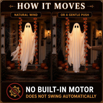 LED Light-Up Swinging Ghost Halloween Decoration