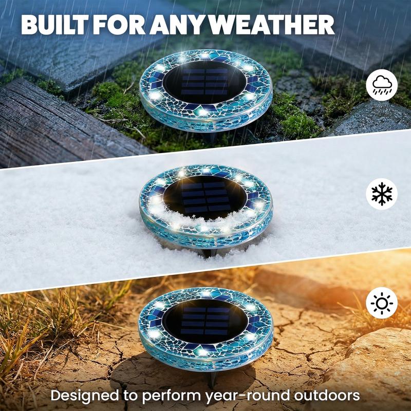 ✨Solar Outdoor Mosaic Disc Lights (4-Pack)
