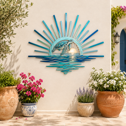 Sea Turtle Sunset Wall Decor