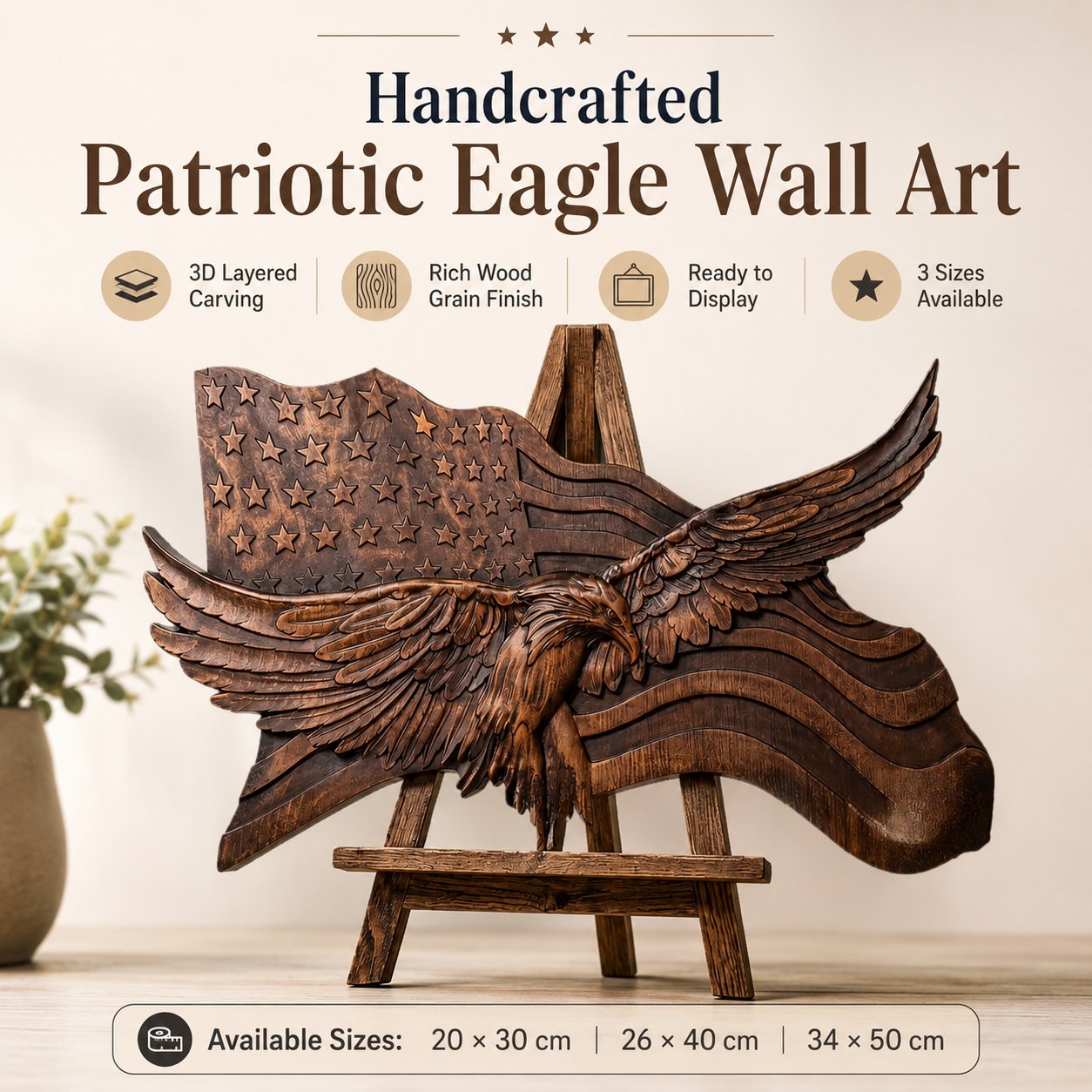 🦅🇺🇸 Wings of Freedom — A Handcrafted Wooden Tribute to American Pride