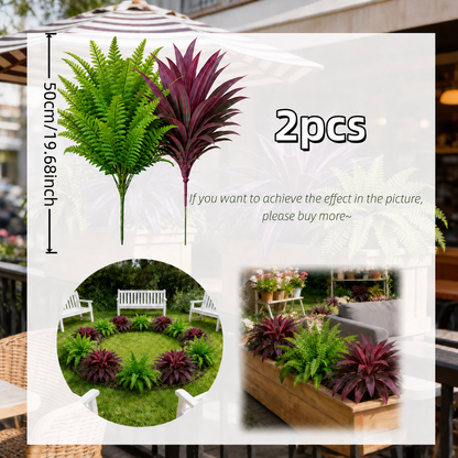 💥Summer Special🔥 UV-Resistant Artificial Fern & Red Dracaena Decorative Plants – Full, Lush & Fade-Resistant!