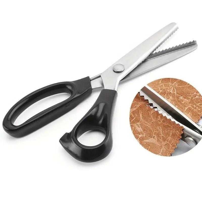 Stainless Steel Zig Zag Scissors with Serrated Teeth, Sharp Craft Cutting Tool for Sewing, Fabric, Dressmaking & DIY Projects