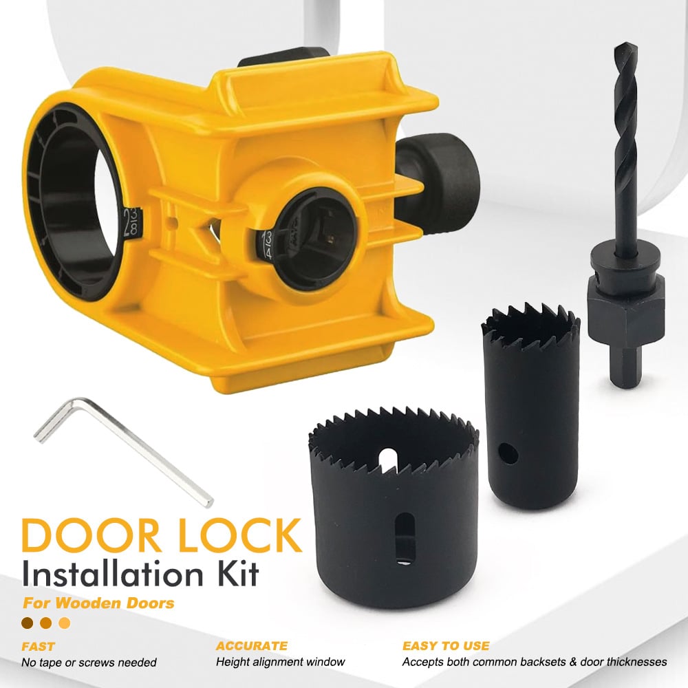 🚪 Door Lock Installation Jig Kit | Wood Door Knob & Deadbolt Hole Drilling Set