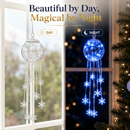 💎 CHRISTMAS FAVORITE | Crystal-Style Globe Ornament – Icy Blue LED Snowflake Hanging Decoration for Holiday Décor
