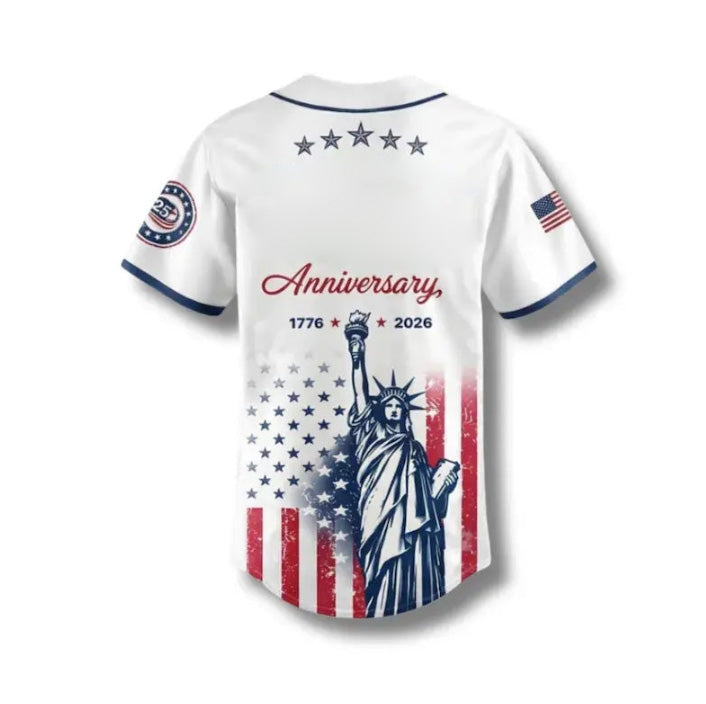 USA 250th Anniversary Baseball Jersey — Patriotic Statue Of Liberty Print Shirt
