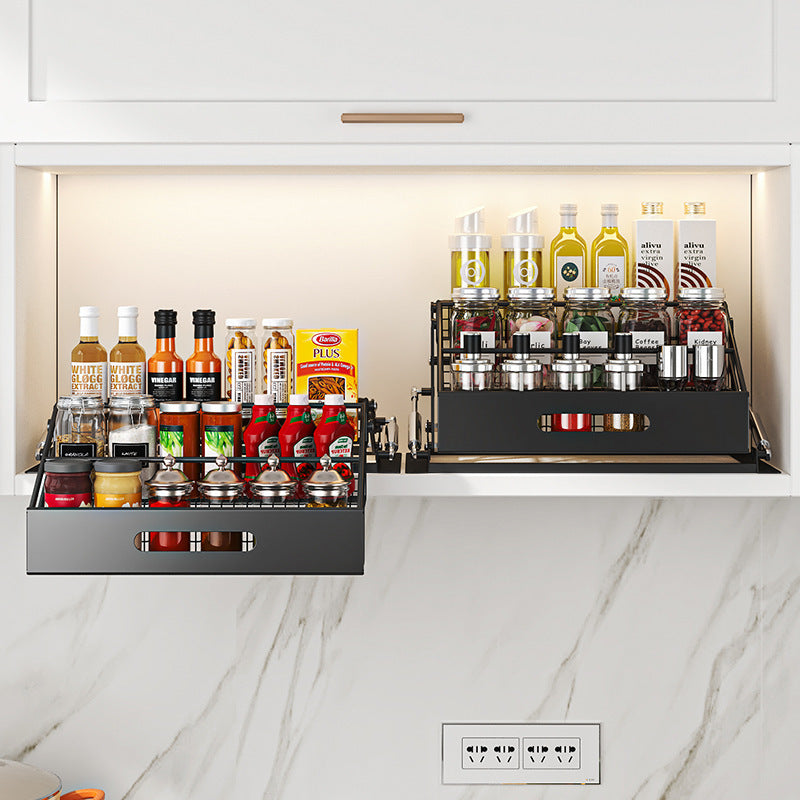 Cabinet pull rod folding storage rack