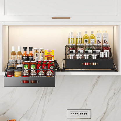 Cabinet pull rod folding storage rack