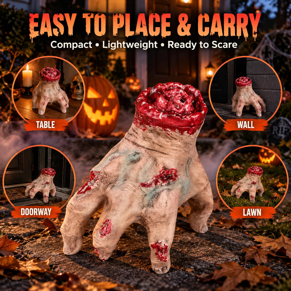 Halloween crawling hand with horror sound effects