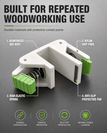 Woodworking Scribe Jig & Cabinet Filler Clamp Tool, Dual-Side Spring-Loaded Fast Clamp for Holding, Aligning, and Marking Panels, with Protective Pads for Scratch-Free Installation