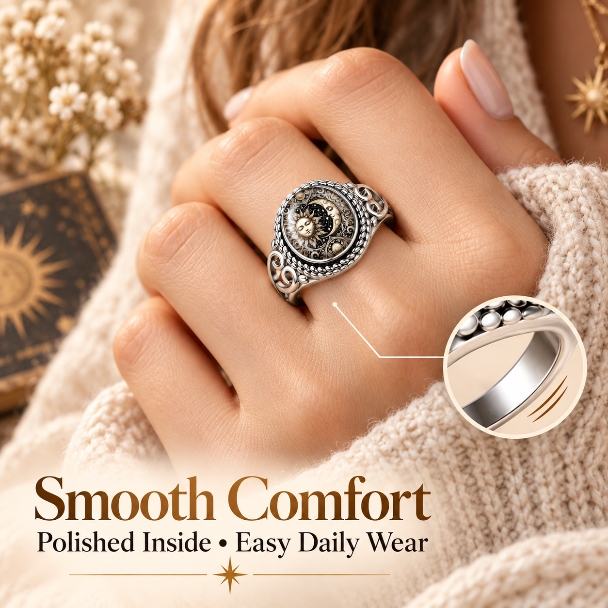 Vintage Sun and Moon Celestial Ring  ✨