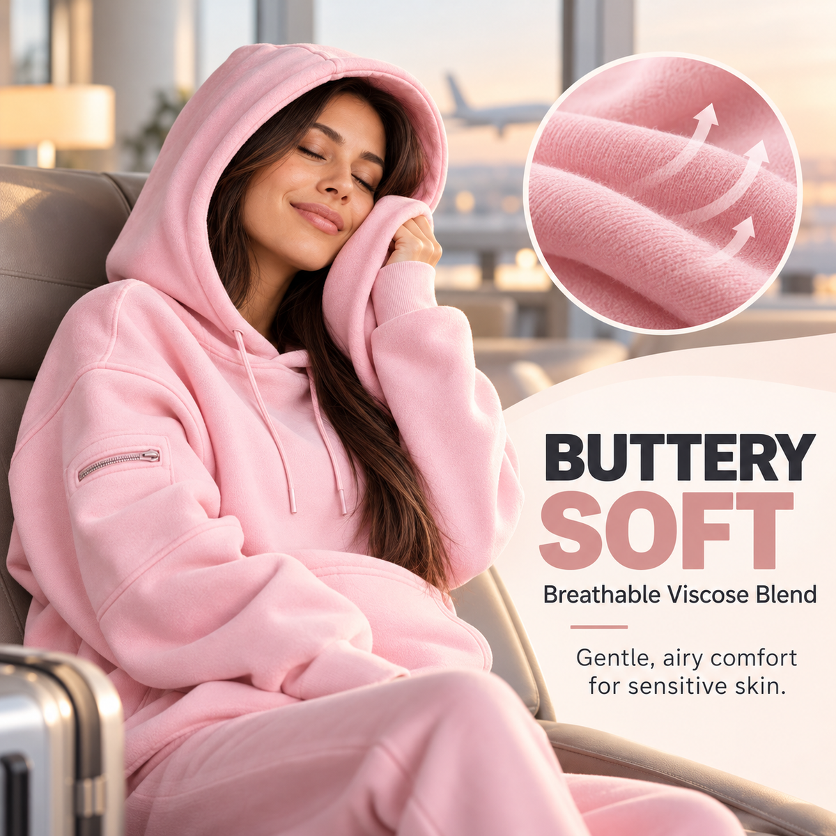 🌙 Travel Sweatshirt Hoodie with Built-in Sleep Mask