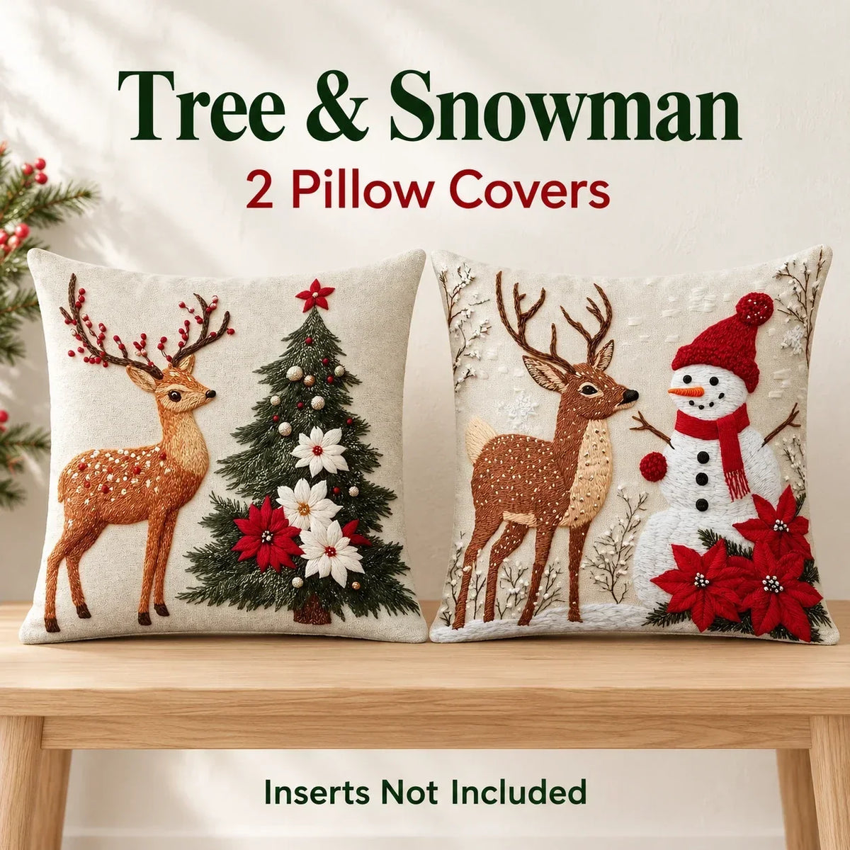 🎄 Christmas Pillow Covers 4-Piece Set — Festive Sofa Makeover
