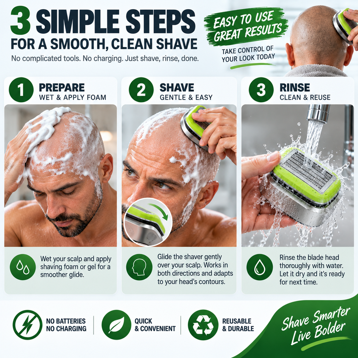 🪒 8-Blade Bald Head Shaver – Smooth Head Shaving Made Easy