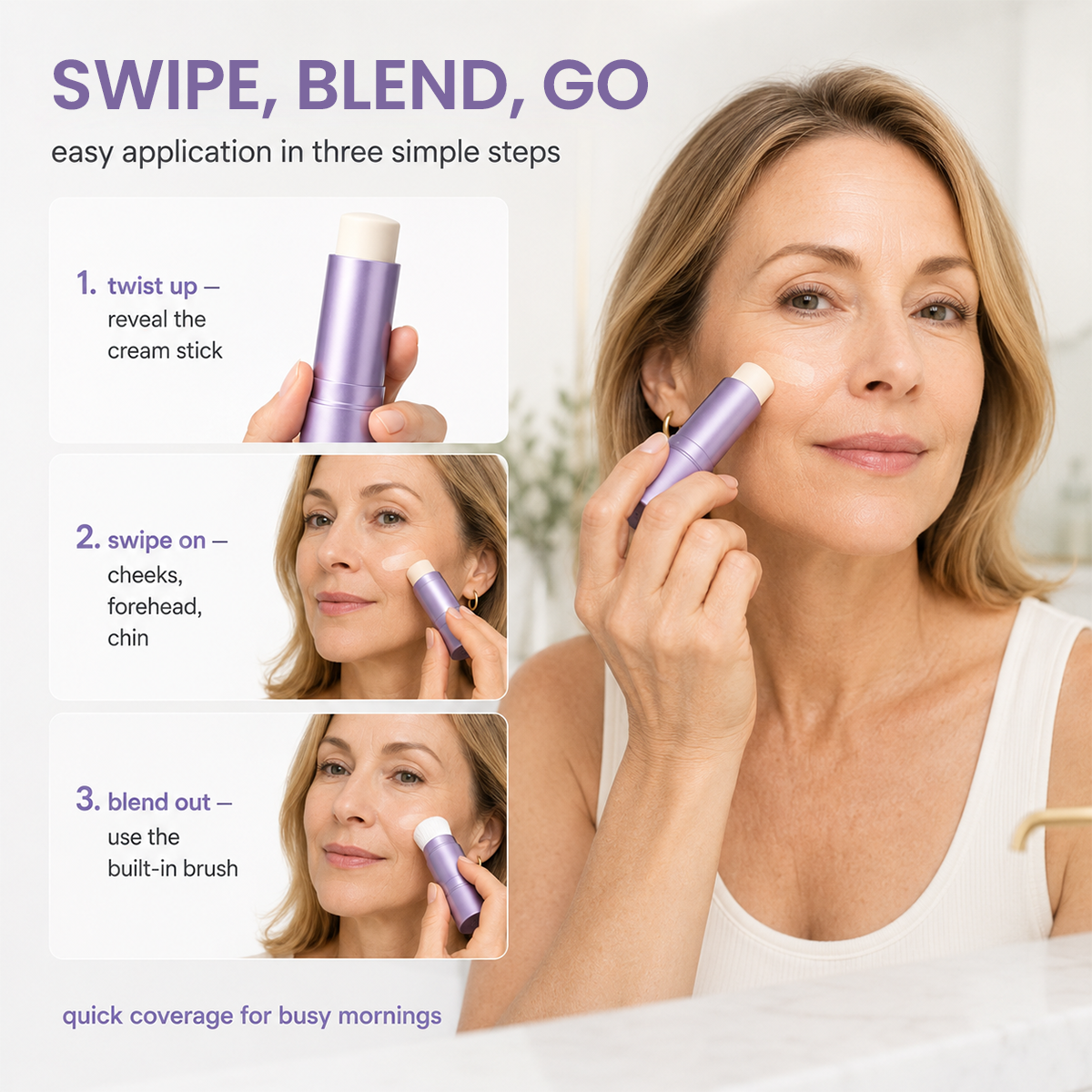 ❤️2 in 1 Color Changing Foundation Stick – The stick that makes mature skin glow again