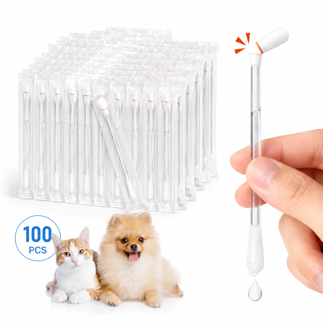 ✨Pet Ear Cleaning Swabs – 100 Pack, Gentle & Alcohol-Free for Dogs & Cats