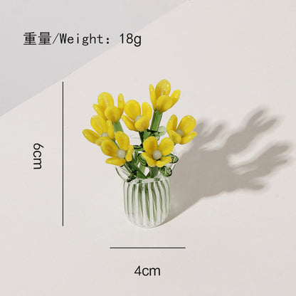 🌷 Mini Dollhouse Flower Vase | Tiny Artificial Floral Table Decor