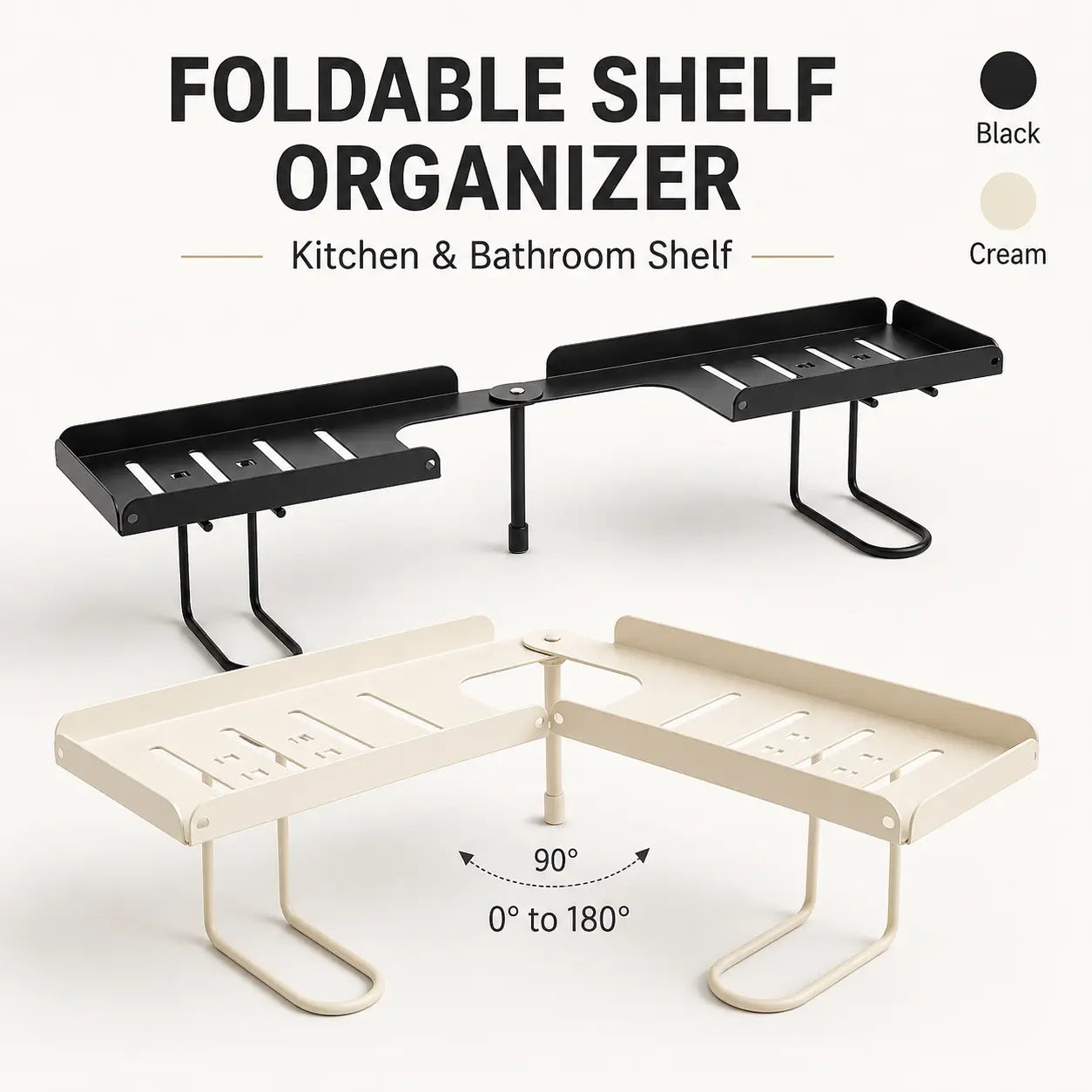 Foldable Steel Over-Sink Shelf Organizer, No-Drill Adjustable Storage Rack ✅