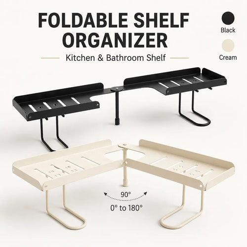 Foldable Steel Over-Sink Shelf Organizer, No-Drill Adjustable Storage Rack ✅