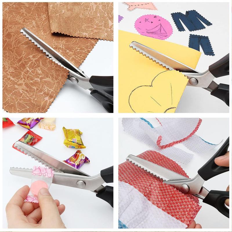 Stainless Steel Zig Zag Scissors with Serrated Teeth, Sharp Craft Cutting Tool for Sewing, Fabric, Dressmaking & DIY Projects