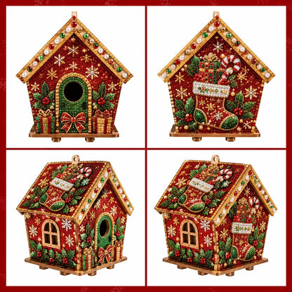 🎄Christmas Pearl Cottage Art Kit | Pre-Cut Wooden Panels, Sparkling Rhinestones, Pearl Beads & Complete Tools for a 3D Holiday House ✨