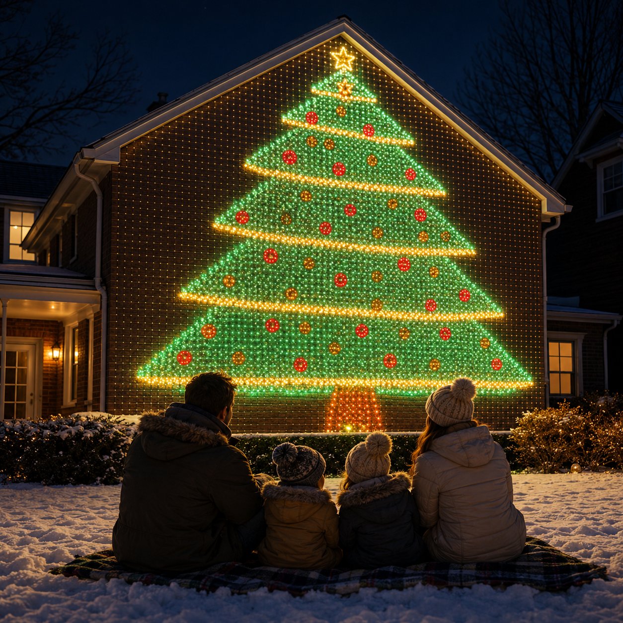 🎄✨Christmas LED House Net & Smart Outdoor Wall Curtain Light