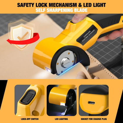 ✂️Cordless Electric Scissors 4V – Rechargeable Heavy Duty Cutter with Safety Lock, LED Light, Long Battery Life