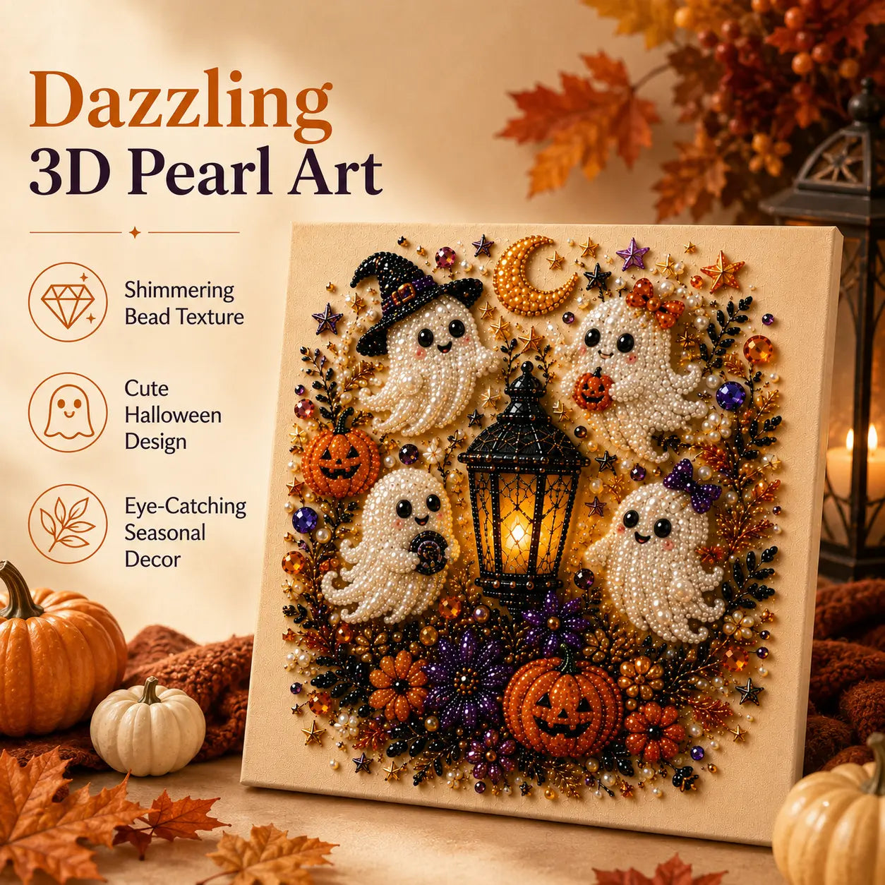 💥 Last Day 49% OFF – 👻✨ Halloween Pearl Art DIY Kit – Turn Tiny Pearls into Spooky-Cute Magic