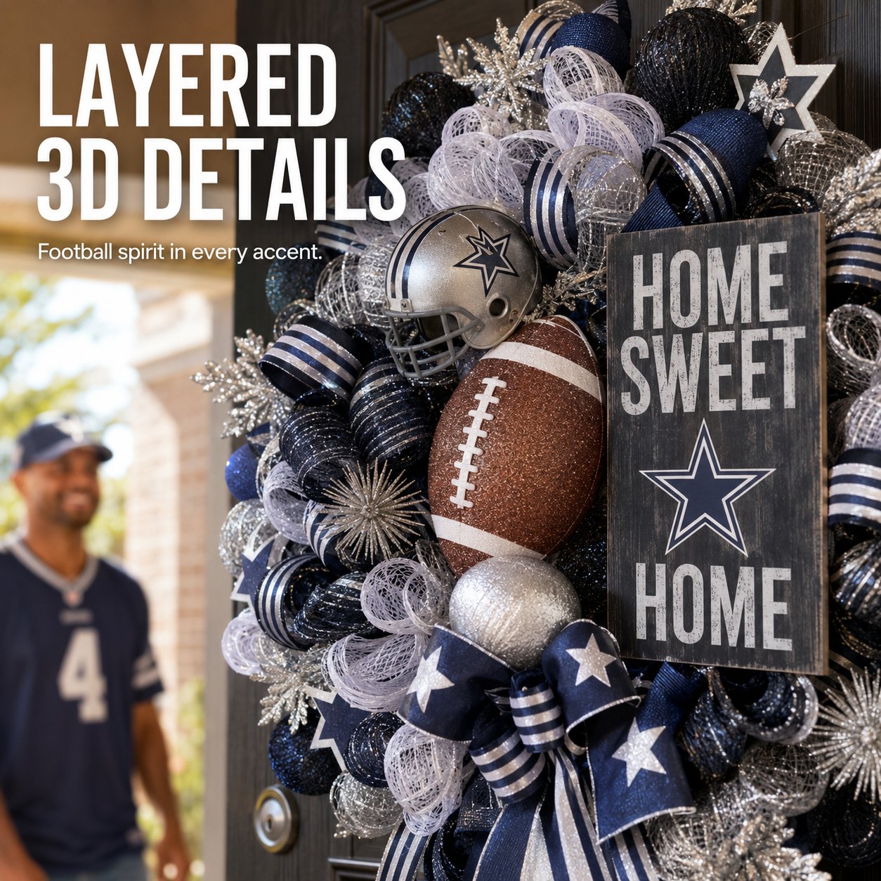 🏈Football Team Handcrafted Wreath for Game-Day Front Door Decor