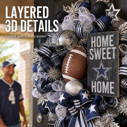 🏈Football Team Handcrafted Wreath for Game-Day Front Door Decor