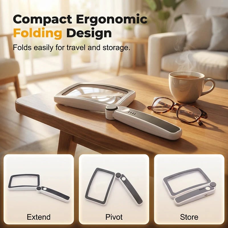 Folding Handheld MagnifyingGlass with Light for Reading