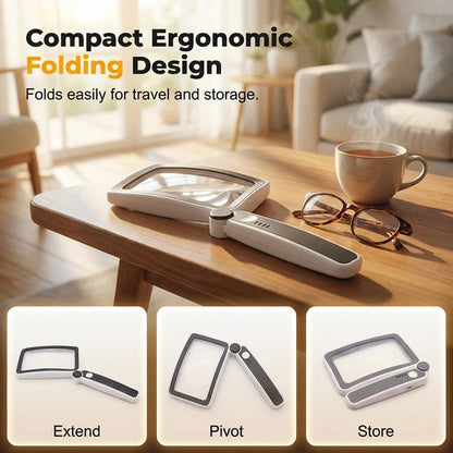 Folding Handheld MagnifyingGlass with Light for Reading