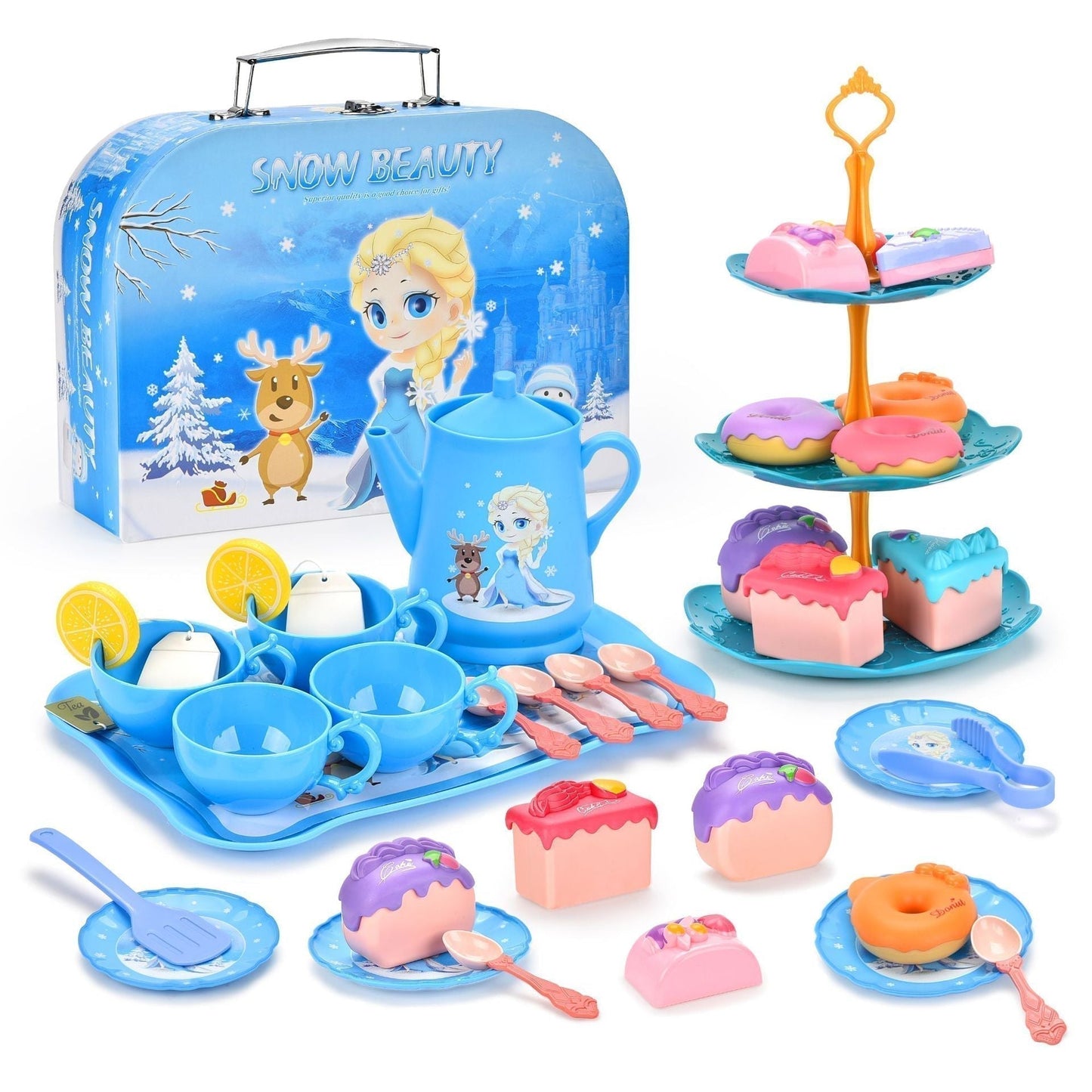 🦄☕️ Tea parties are serious business — 17 desserts, 4 cups, a teapot, and a rainbow castle. Safe, non-toxic, and portable. Let the imagination pour. ✨