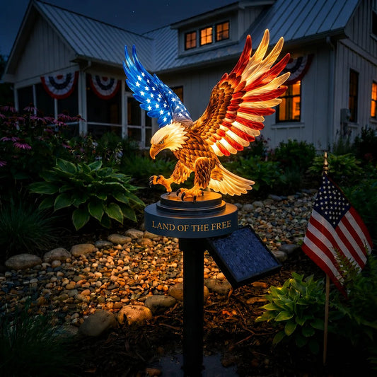 Solar Eagle Garden Light – A Glowing Tribute to American Freedom
