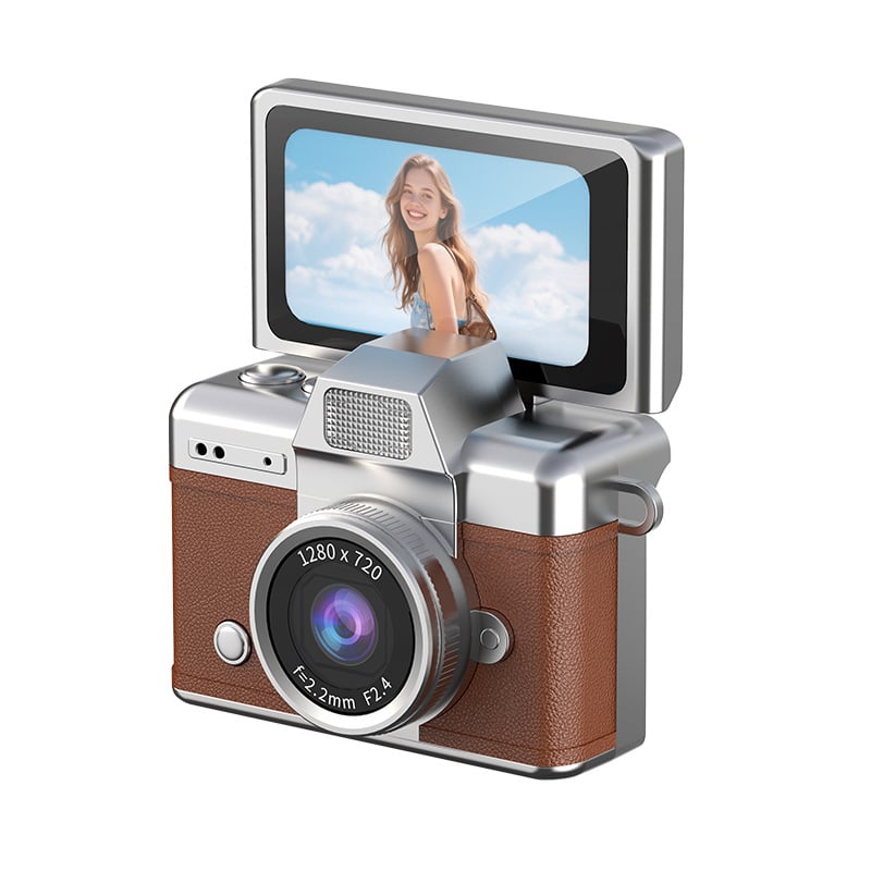 Retro Mini Digital Camera — 1080P Flip Screen, Keychain Size, Y2K Film Style