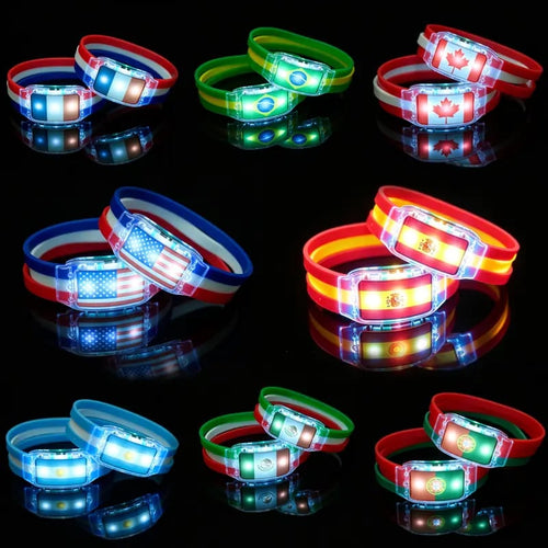 2PCS LED Light Up National Flag Wristbands