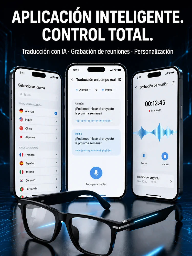 Gafas inteligentes SL con zoom, cambio de color y traducción AI en tiempo real