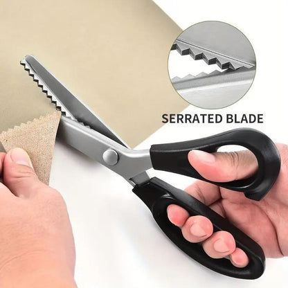 Stainless Steel Zig Zag Scissors with Serrated Teeth, Sharp Craft Cutting Tool for Sewing, Fabric, Dressmaking & DIY Projects